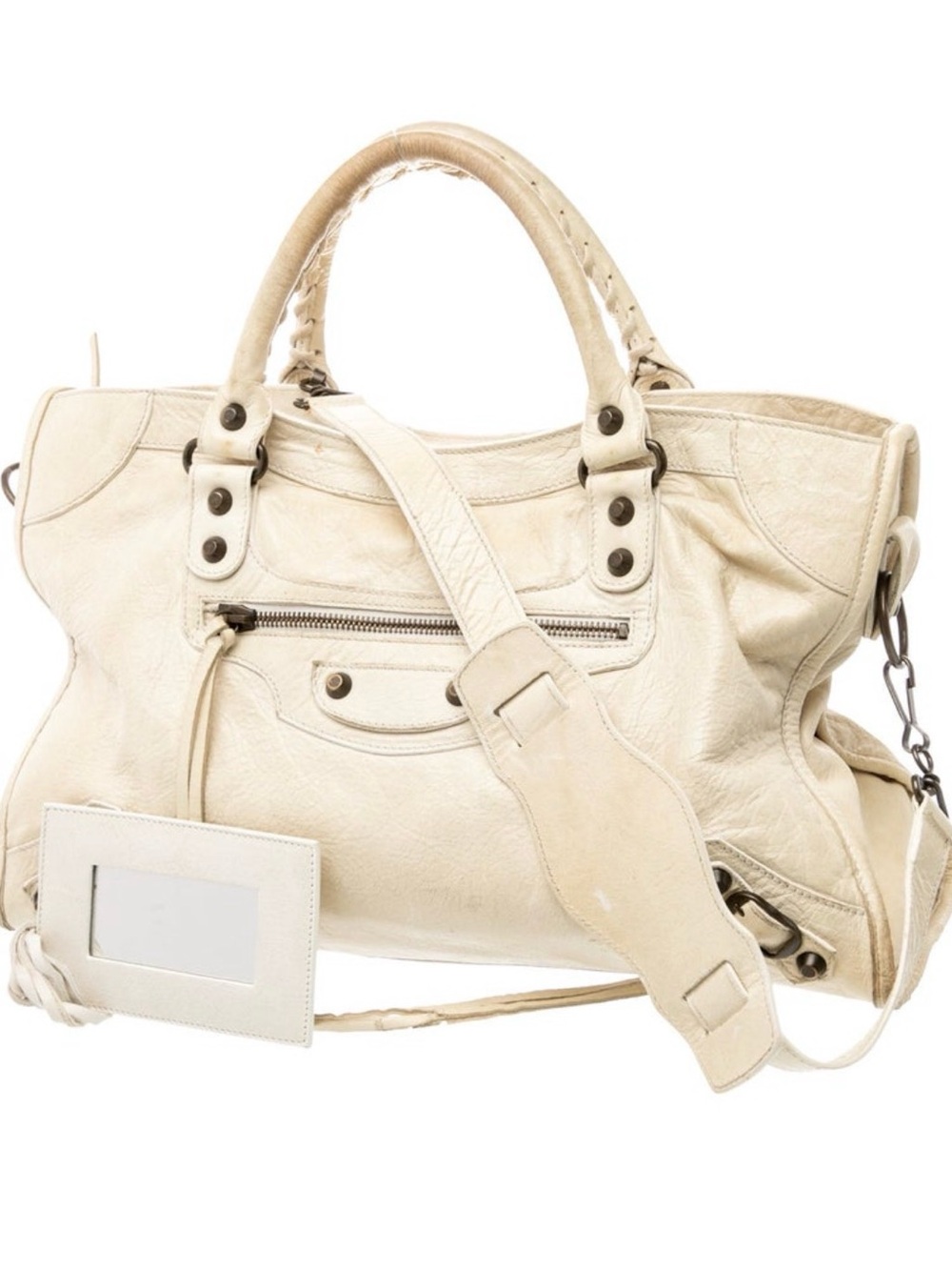 Balenciaga Off-White Vintage Leather Motocross Classic City Bag - Picture 1 of 3